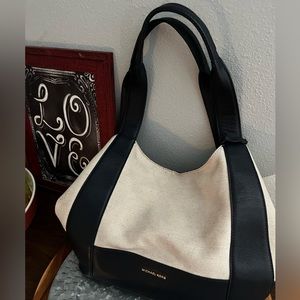 Michael Kors Canvas Bag - Navy/Cream - Gently Used - Tons of Pockets!